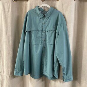 LL Bean Men's Ttopicwear Long Sleeve Shirt Mineral Blue, Green, Size 3XL, UPF 50